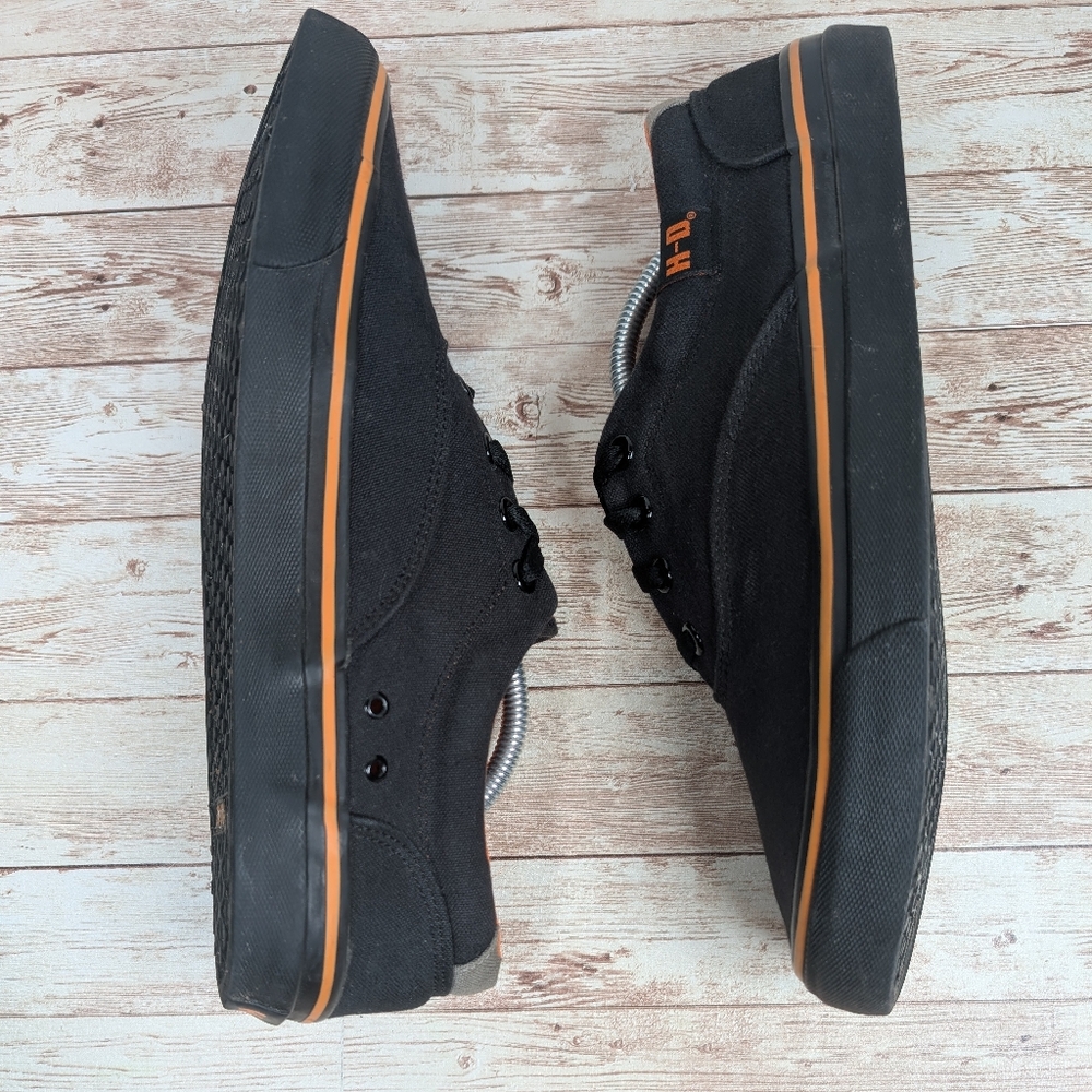 Harley Davidson Canvas Black Orange Sneakers Tennis Shoes Men's Size 10 H-D - Picture 9 of 14